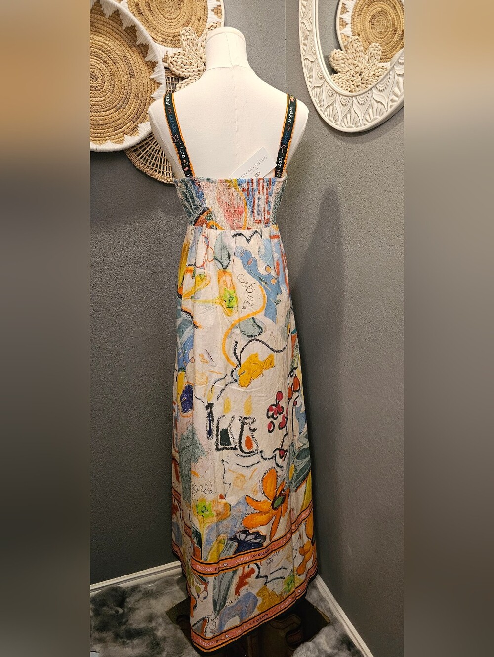 Caroline Constas "Gelato" Cotton Smocked Maxi Dress with Pockets Size-S & M - Picture 2 of 13
